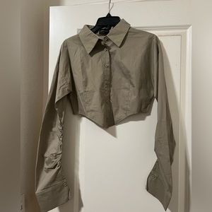 Khaki Whitefox Boutique Button Up, size: medium